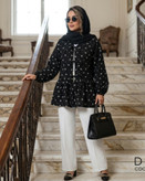 مانتو زنانه عروسکی وال ژاکارد مدل آیسل تا سایز ۴۸