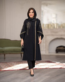 مانتو زنانه مجلسی رویسا شانتون اسلپ گلدوزی تا سایز ۵۶