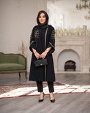 مانتو زنانه مجلسی رویسا شانتون اسلپ گلدوزی تا سایز ۵۶