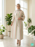 پیراهن زنانه تابستانه لینن راه راه مدل الیس