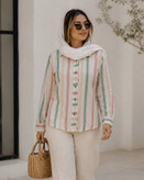 شومیز مانتویی زنانه لینن مدل ژینا تا سایز ۴۸