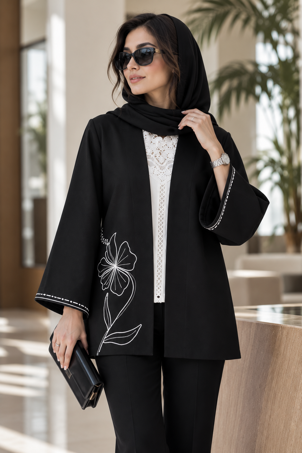 مانتو زنانه گلدوزی کرپ مازراتی مدل آیماز