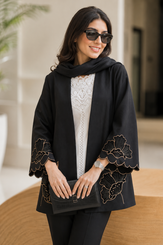 مانتو زنانه گلدوزی کرپ مازراتی مدل آلند