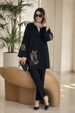 مانتو زنانه گلدوزی کرپ مازراتی مدل ایلیا
