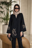 مانتو زنانه گلدوزی کرپ مازراتی مدل ایلیا