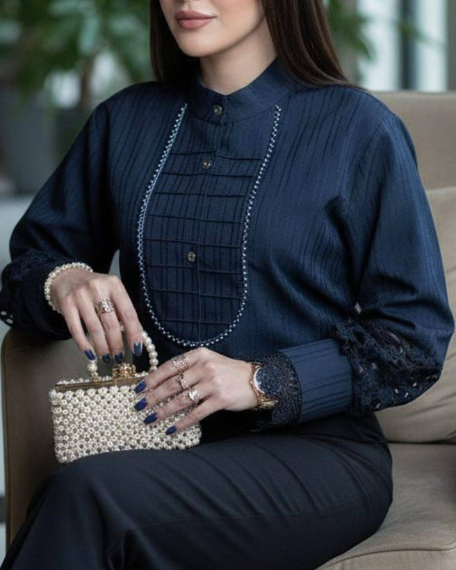 شومیز زنانه مجلسی مدل آیجان کرپ آیوا تا سایز ۵۶
