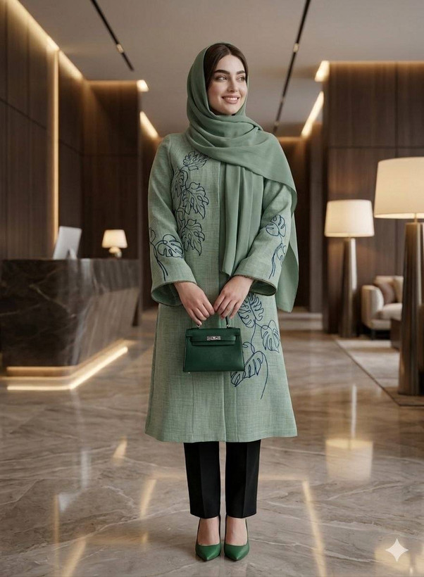 مانتو زنانه شانتون گلدوزی مدل نیاز