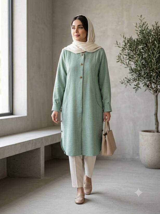 مانتو زنانه میلا تا سایز ۵۲ شانتون ژاکارد