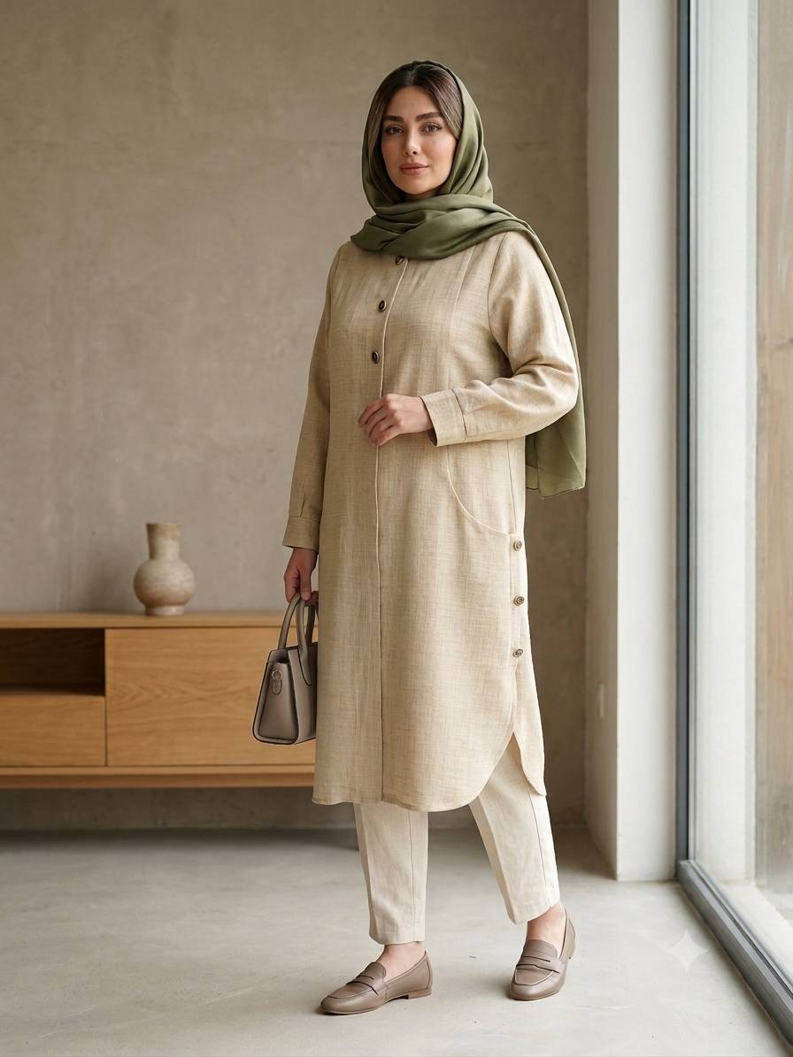 مانتو زنانه میلا تا سایز ۵۲ شانتون ژاکارد