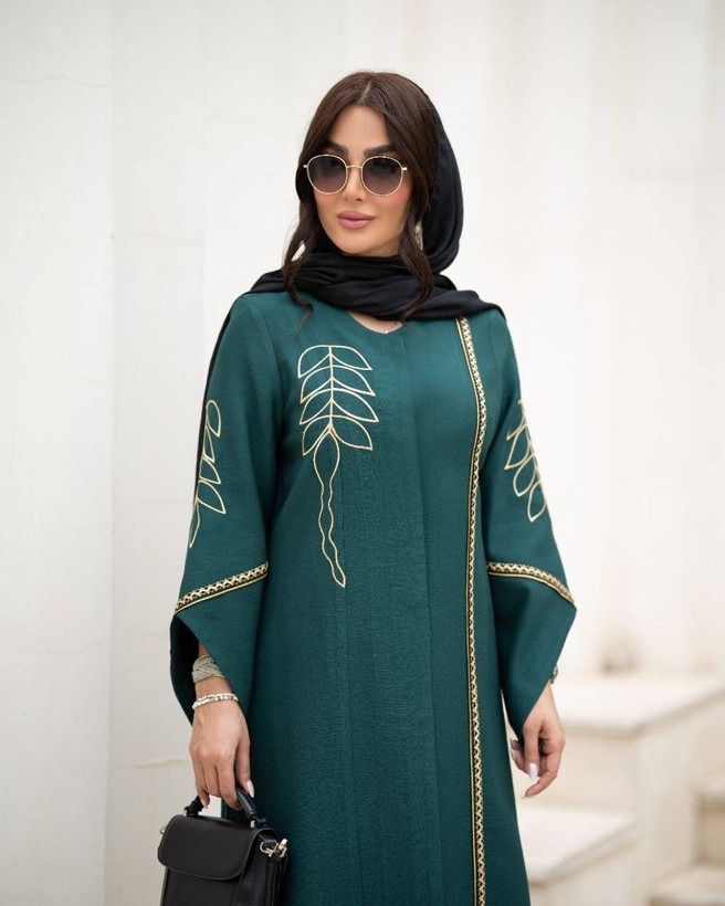 مانتو زنانه مجلسی رویسا شانتون اسلپ گلدوزی تا سایز ۵۶