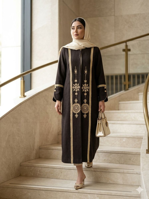 مانتو زنانه مجلسی آوا شانتون اسلپ گلدوزی تا سایز ۵۶