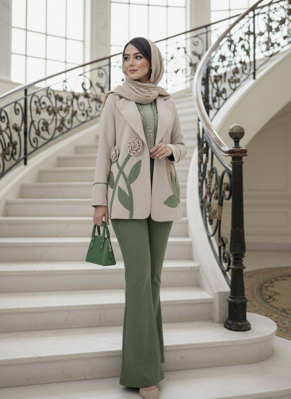 مانتو زنانه کتی مزونی مدل آسو کرپ مازراتی
