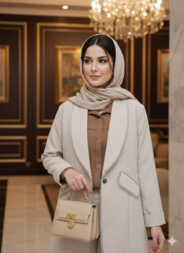 مانتو زنانه کتی مزونی مدل أبان کرپ مازراتی