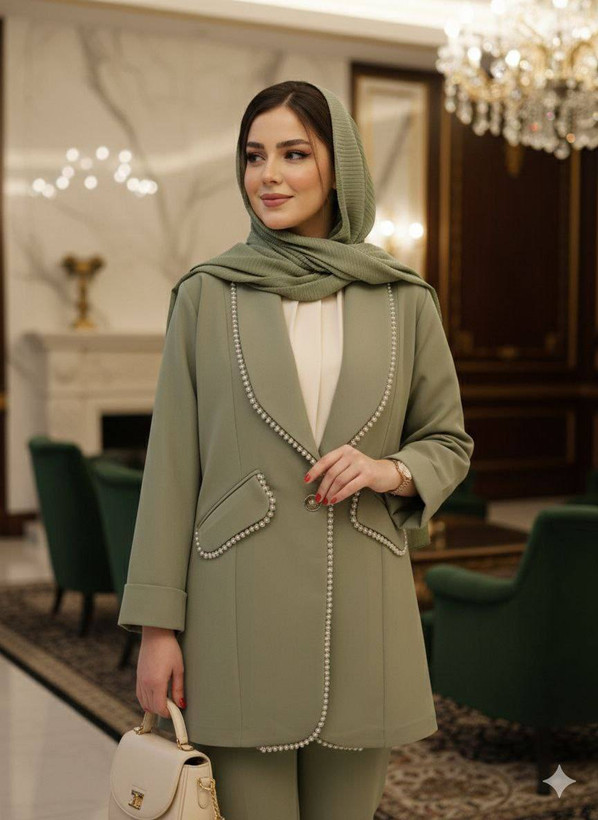 مانتو زنانه کتی مزونی مدل أبان کرپ مازراتی