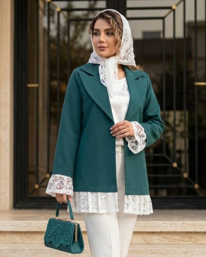 مانتو زنانه کتی مزونی مدل الیماز کرپ مازراتی