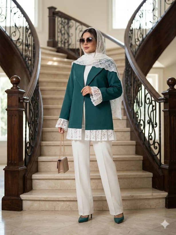 مانتو زنانه کتی مزونی مدل الیماز کرپ مازراتی